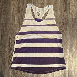 Nike Women's Purple Ombré and Gray Striped Tank Top